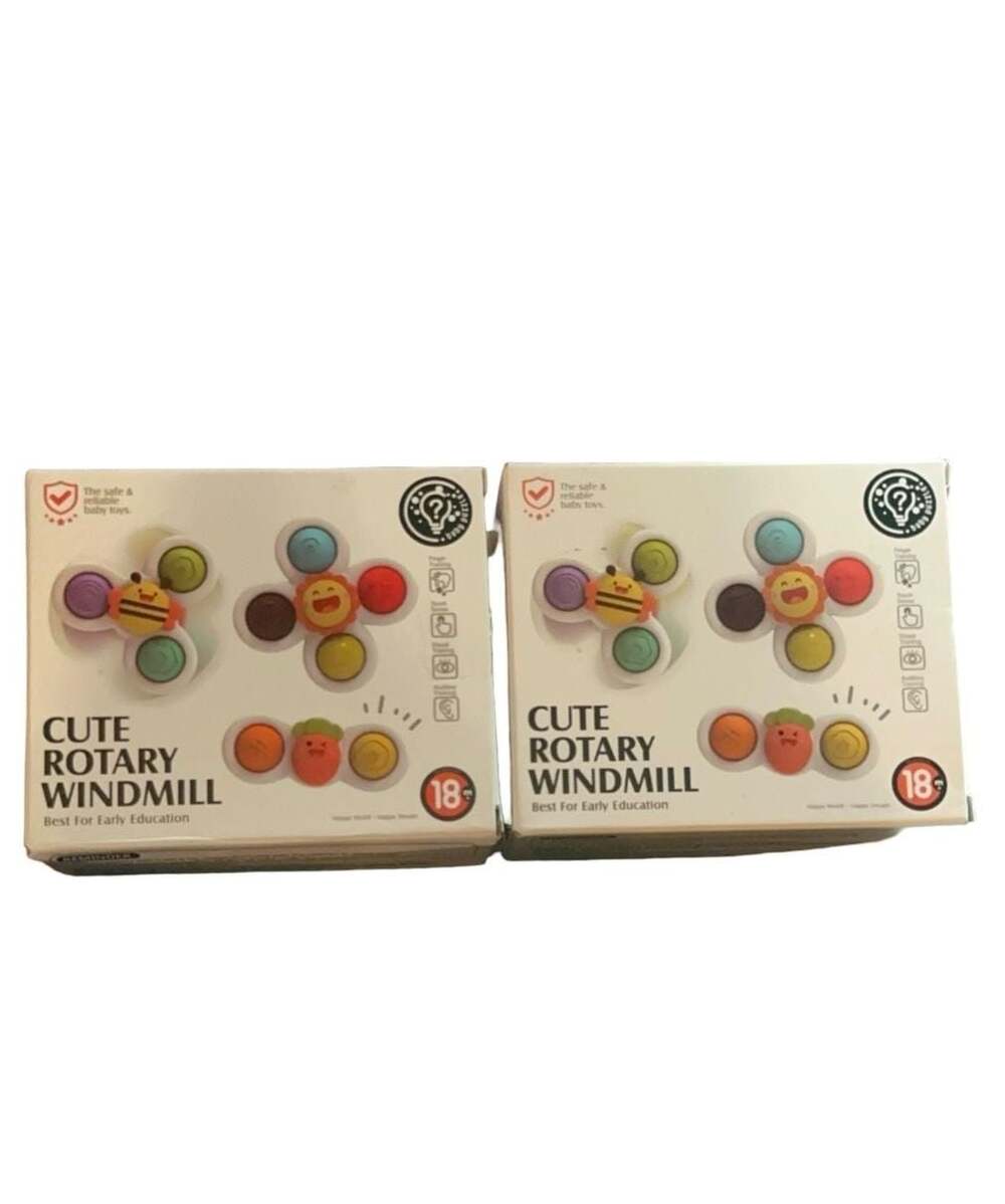 2-Pack Cute Rotary Windmill Baby Suction Cup Spinner Toys